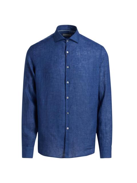 Canali Men's Linen Button-Front Shirt - Navy