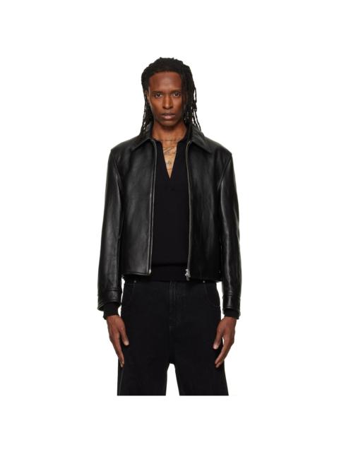 Tonywack Black Buckle Zip Leather Jacket