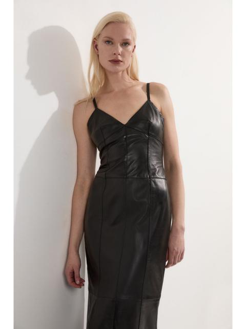 KAREN MILLEN Leather Strappy Corset Maxi Dress