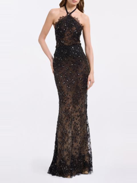 ELIE SAAB Embroidered Lace Top black