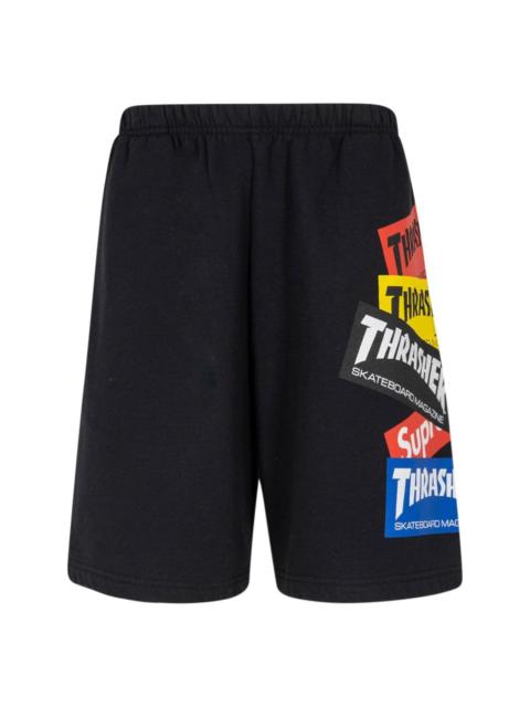 x Thrasher multi logo track shorts