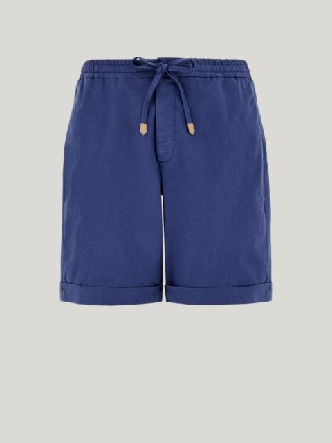 Canali NAVY BLUE BERMUDA SHORTS WITH A DRAWSTRING, CRAFTED FROM COTTON AND LYOCELL GABARDINE