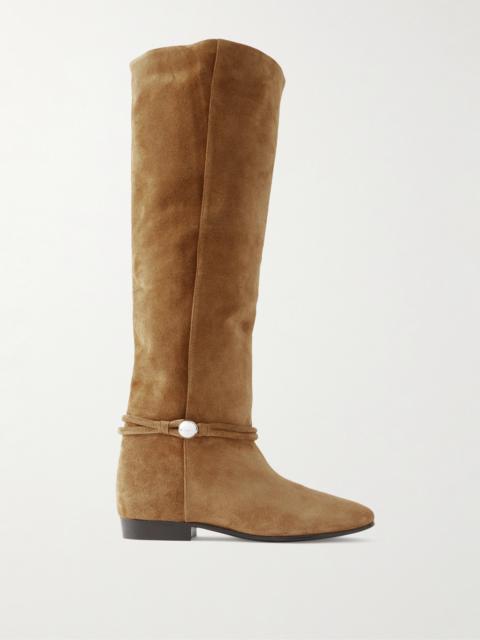 Isabel Marant Nynel Embellished Suede Knee Boots