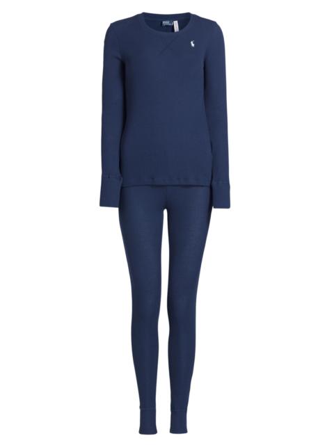 Polo Ralph Lauren Women's Henley Shirt & Jogger Pants Set - Navy