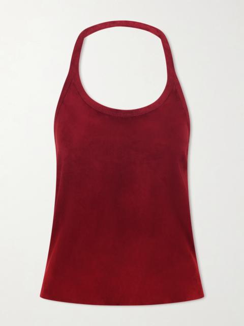 STOULS Cherry Open-back Suede Halterneck Tank