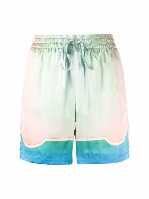 tie-dye drawstring silk shorts