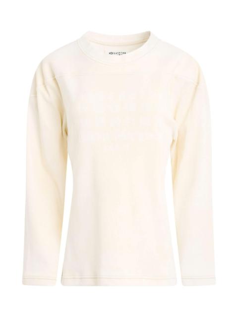 Maison Margiela Rib Cotton Logo Sweatshirt in Off White