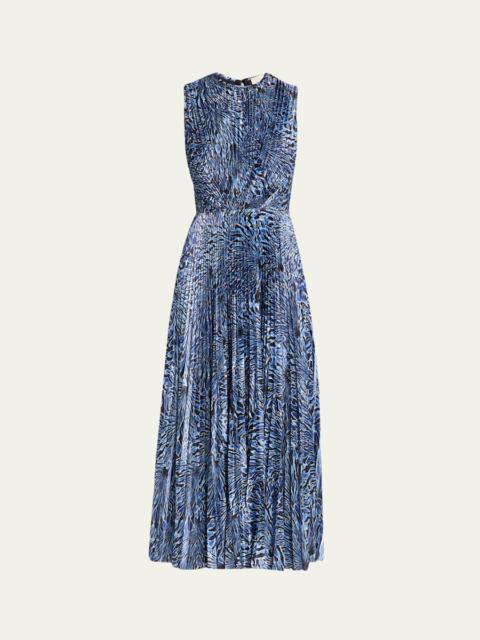 ULLA JOHNSON Malin Pleated Satin Midi Dress