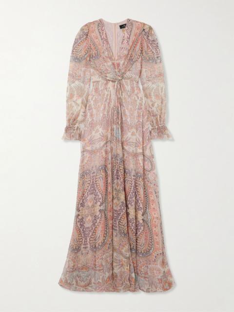 Etro Twist-front paisley-print silk-crepon maxi dress Baby pink