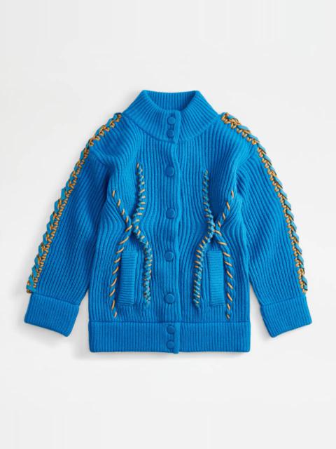 Tod's CARDIGAN WITH THREADING - LIGHT BLUE