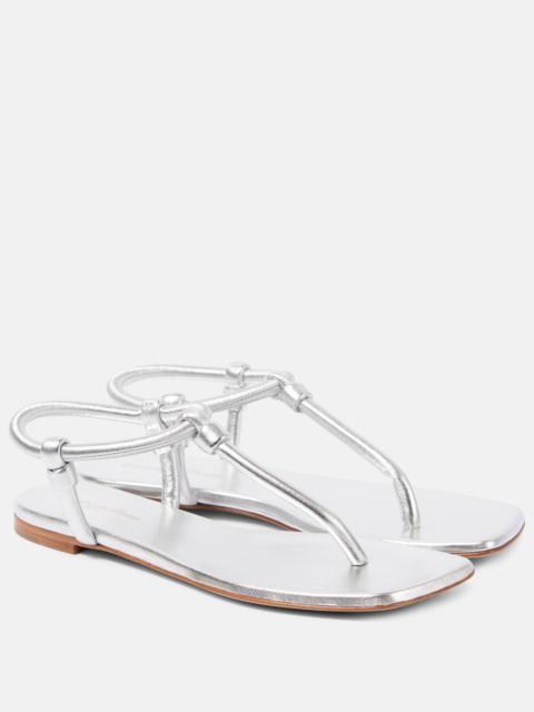 Gianvito Rossi Juno metallic leather thong sandals
