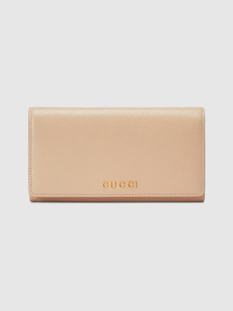 Continental wallet with Gucci script