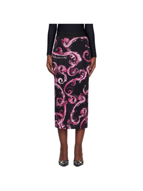 VERSACE JEANS COUTURE Black & Purple Barocco Midi Skirt