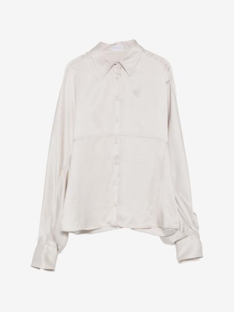 Brunello Cucinelli batwing-sleeve silk shirt