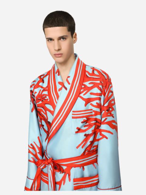 Dolce & Gabbana Coral-print silk robe