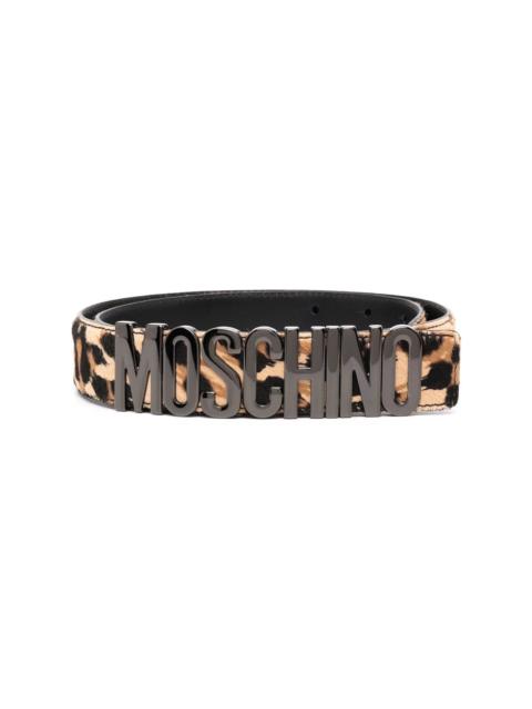 Moschino leopard-print logo-lettered belt