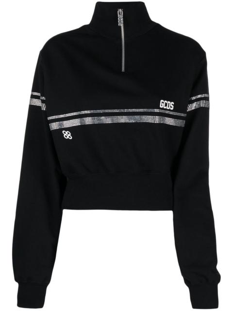 GCDS logo-print crystal-embellished sweatshirt