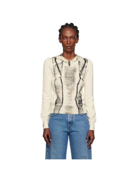 MM6 Maison Margiela Off-White Folded Printed Gauge 14 V-neck Sweater