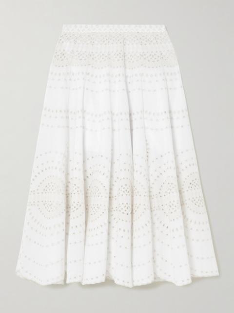 Charo Ruiz Livvy Broderie Anglaise Cotton-blend Midi Skirt