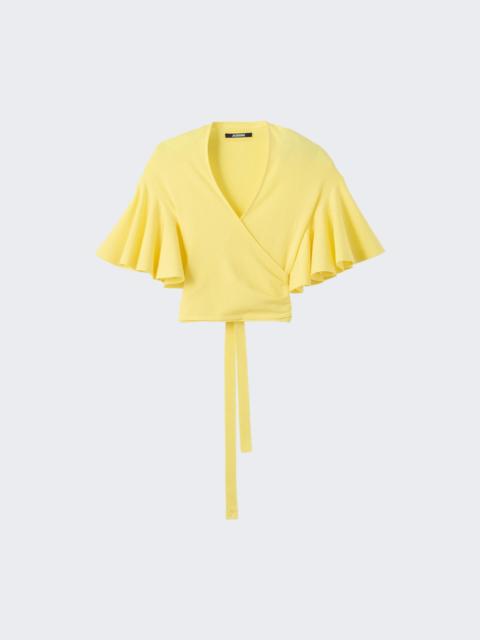 JACQUEMUS The Payson Ruffled Wrap Top Yellow