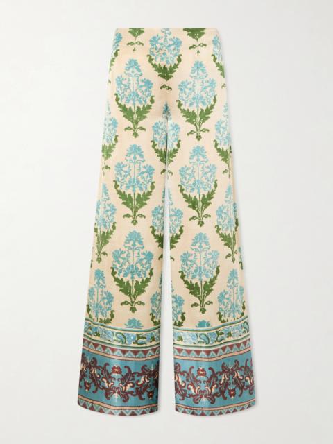 EMPORIO SIRENUSE Stephan Floral-print Silk-satin Trousers