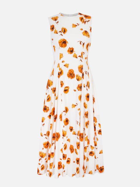 EMILIA WICKSTEAD Chelsea Dress In Orange Poppies Bibione Cotton