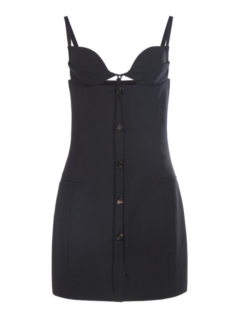 Button-Front Woven Mini Dress black