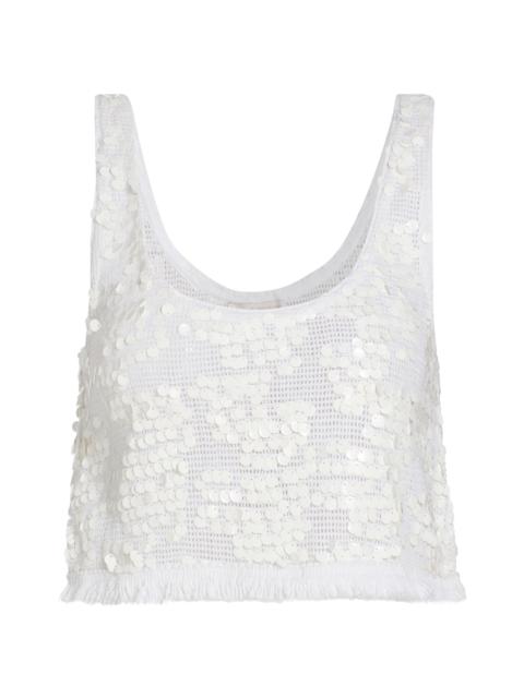 RAMY BROOK Women's Kyra Sequin-Embellished Cotton Top - White Paillette