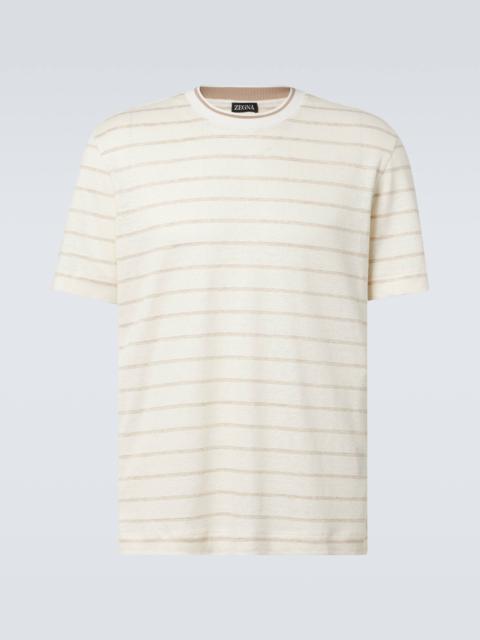 ZEGNA Striped linen-blend T-shirt