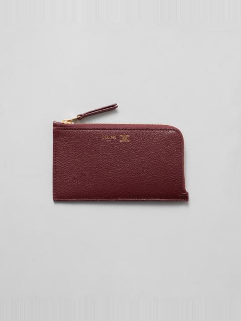 CELINE LONG ZIPPED CARD HOLDER IN GRAINED SUPPLE CALFSKIN
