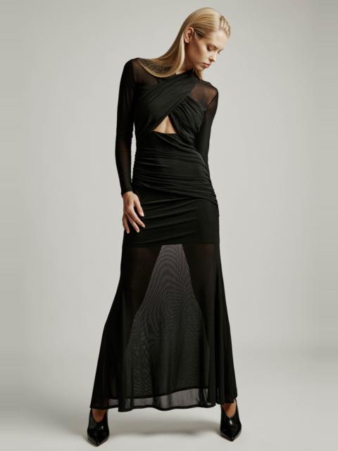 BARDOT Veria Wrap Mesh Maxi Dress In Black