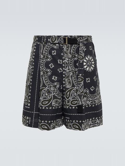 sacai Bandana cotton poplin shorts
