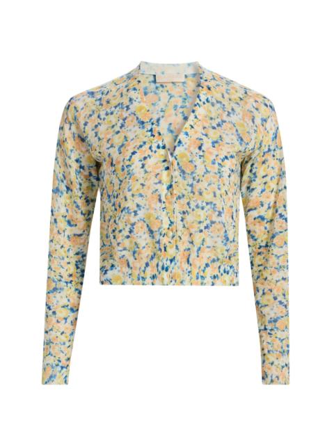 ULLA JOHNSON Women's Vivienne Floral Cotton-Blend Cardigan - Daffodil