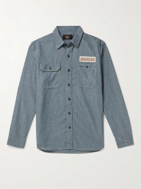 Embroidered Cotton and Hemp-Blend Chambray Shirt