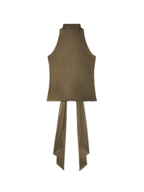 Off-White Green Shiny Draped Backless Top