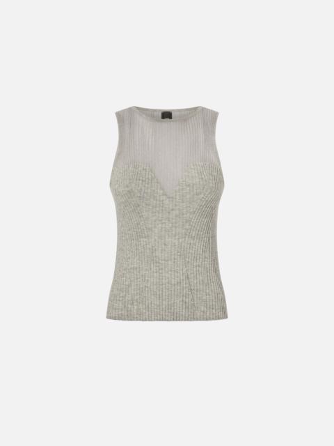 PINKO RIBBED SILK AND CASHMERE SLEEVELESS TOP