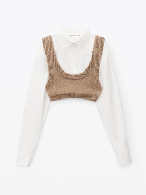 LAYERED KNIT CAMISOLE IN BOILED WOOL