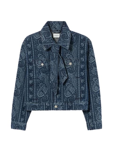 Claudie Pierlot paisley-print pussy-bow denim jacket