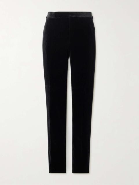 Gregory Straight-Leg Cotton-Velvet Tuxedo Trousers