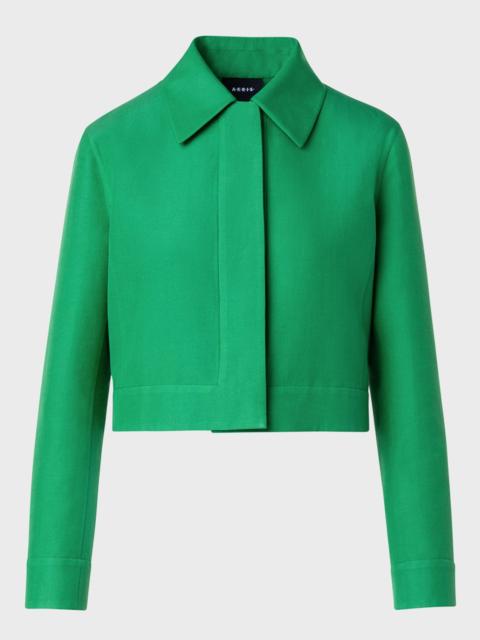AKRIS Cotton-Silk Double-Face Crop Collared Jacket