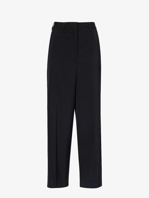 Straight-leg mid-rise stretch-wool trousers