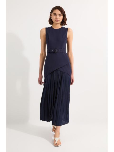 KAREN MILLEN Forever Ponte And Georgette Jersey Pleated Maxi Dress