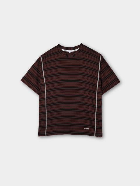 SUNNEI OVERLOCK T-SHIRT / black & brown stripes