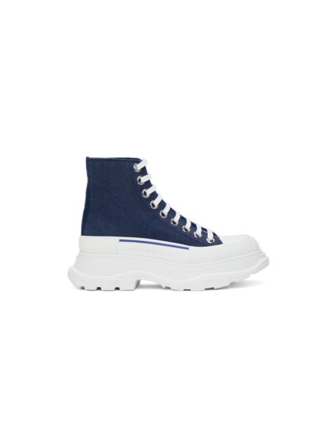 Indigo Denim Tread Slick High Sneakers