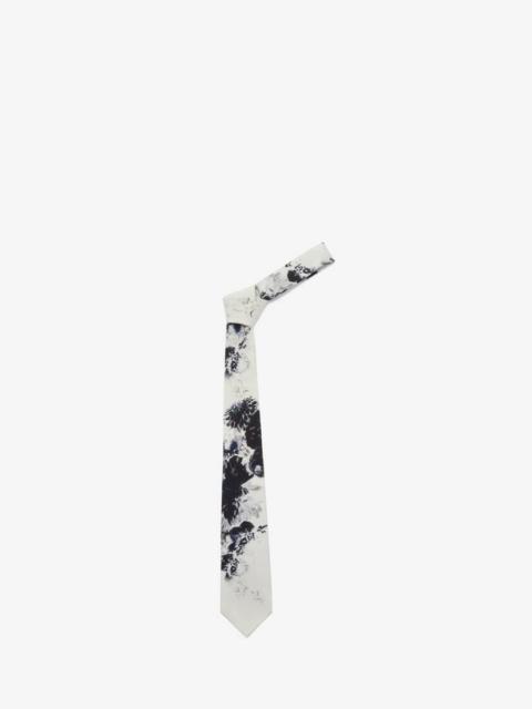 Alexander McQueen Men's Dutch Flower Tie in Ivory/black