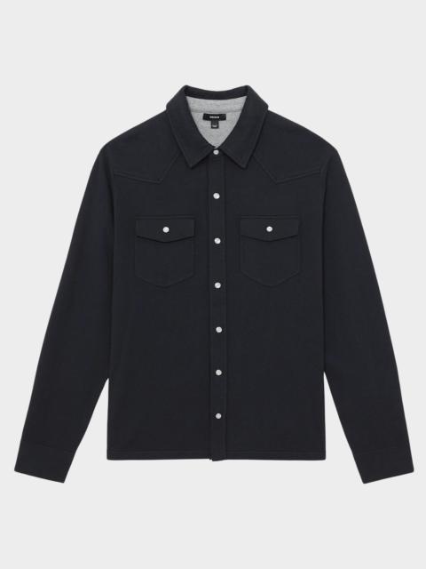 REISS Men's Ledger Cotton and Cashmere Western Knit Overshirt