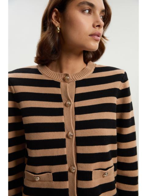 KAREN MILLEN Cotton Knit Nautical Boxy Stripe Jacket