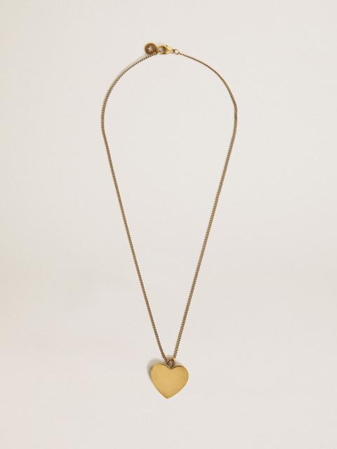 Golden Goose Necklace in antique gold color with heart charms