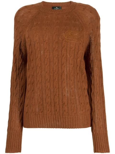 Etro logo-embroidered cable-knit jumper