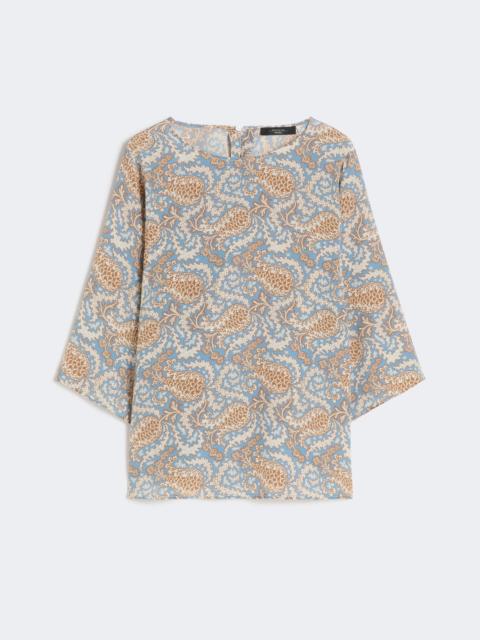Printed silk crêpe de Chine blouse - LIGHT BLUE